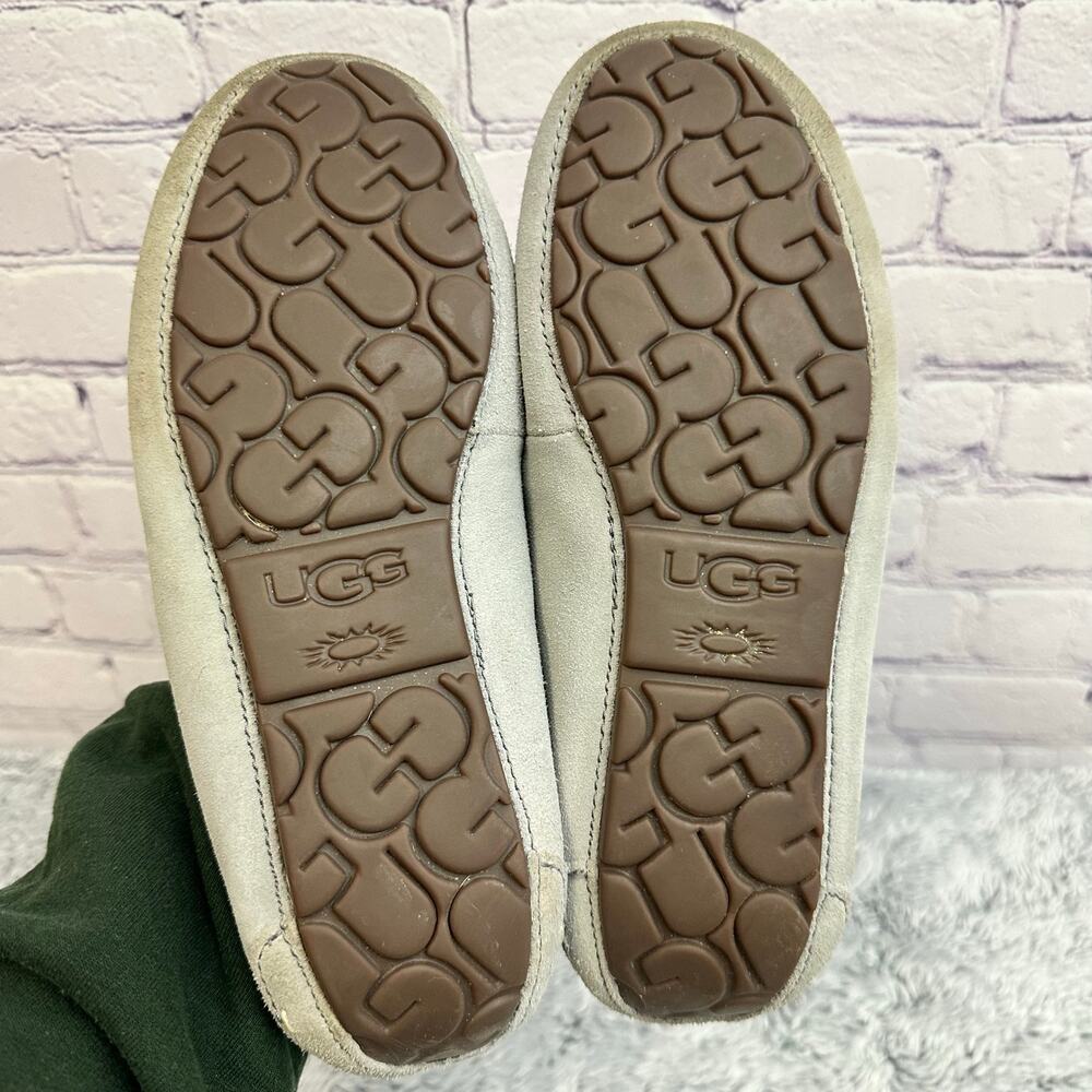 UGG Ansley Water Resistant Suede Slippers Gray Sheepskin Lining Size 7 Cozy - Picture 10 of 10